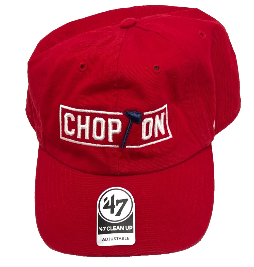 Atlanta Braves Baseball Cap Chop On Red '47 Brand Clean Up Adjustable Strapback